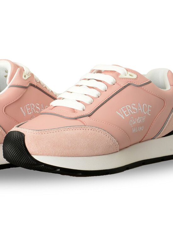 Versace Shoes - Versace Women's Pale Pink 100%Leather Logo Embroidery Sneakers Shoes US 8 IT 38